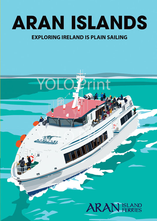 Aran Islands Postcard or A4 Mounted Print  - Aran Ferries
