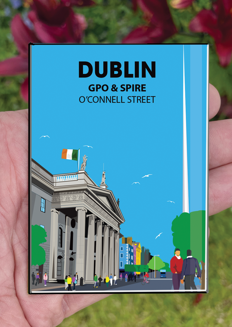 Dublin Postcard or A4 Mounted Print or Fridge Magnet - GPO & Spire
