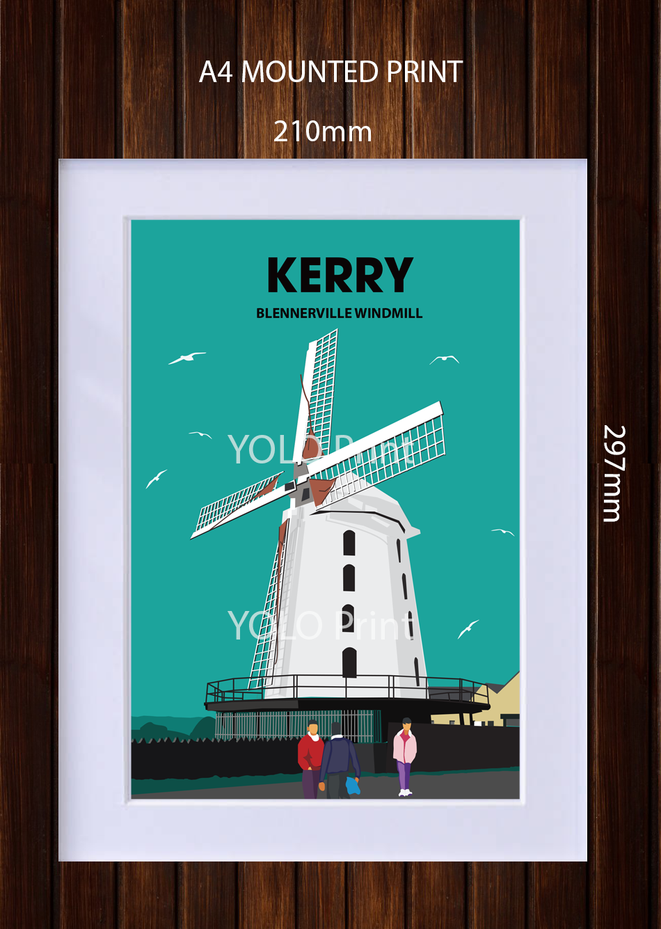 Kerry Postcard or A4 Mounted Print - Blennerville Windmill