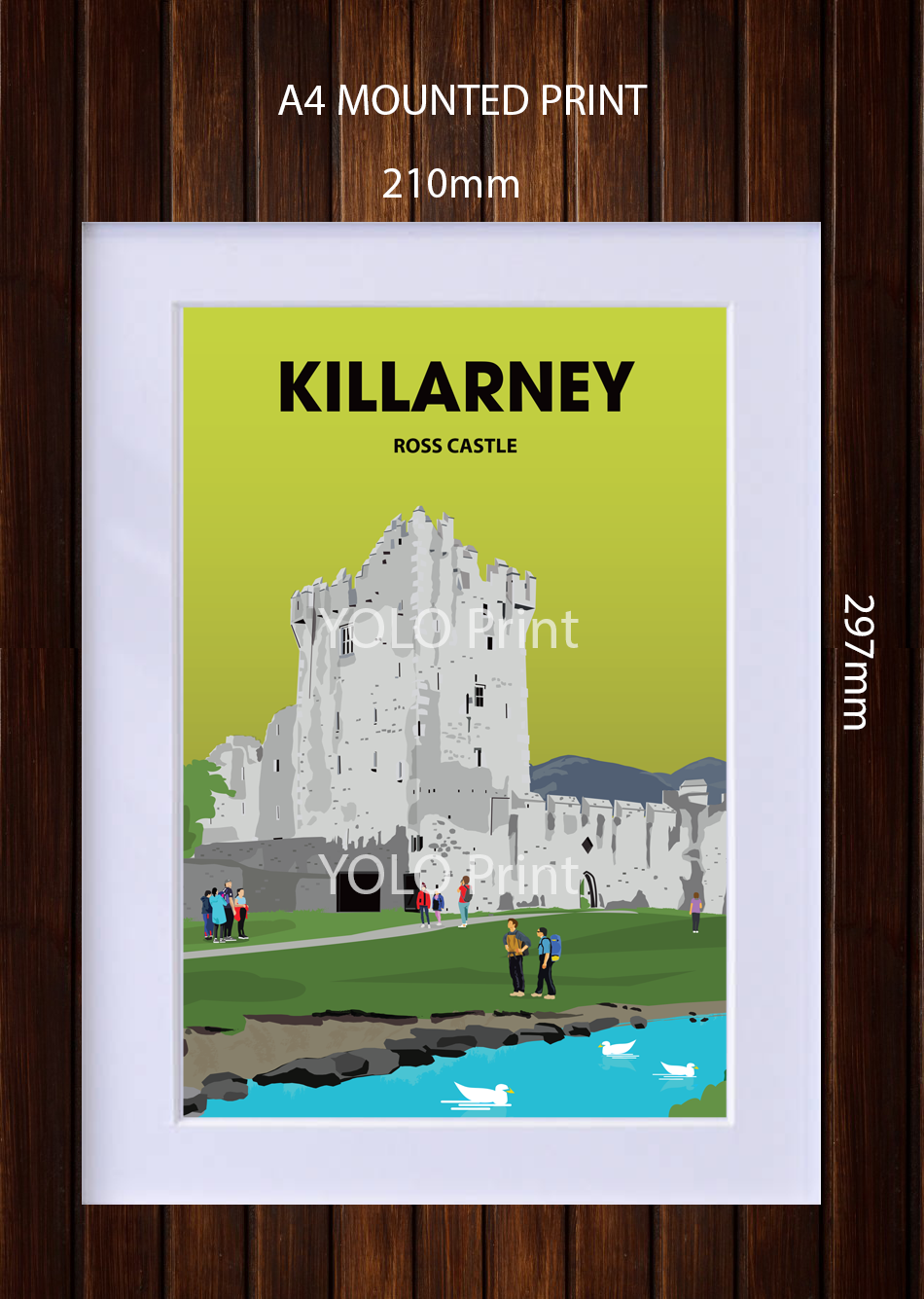 Killarney Postcard or A4 Mounted Print - Ross Castle