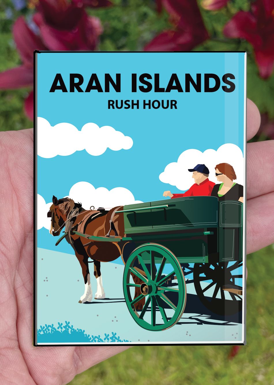 Aran Islands Postcard or A4 Mounted Print or Fridge Magnet - Rush Hour Inis Mor