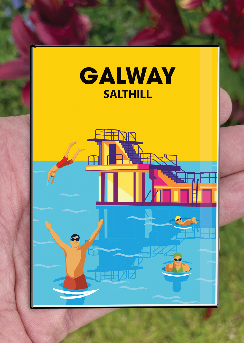 Galway Postcard or A4 Mounted Print or Fridge Magnet - Salthill Diving Board