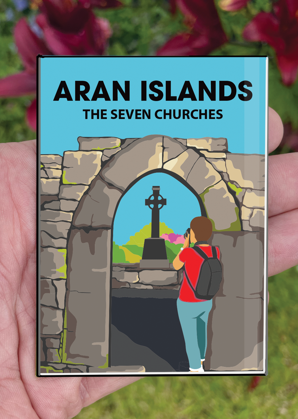 Aran Islands Postcard or A4 Mounted Print or Fridge Magnet - 7 Churches