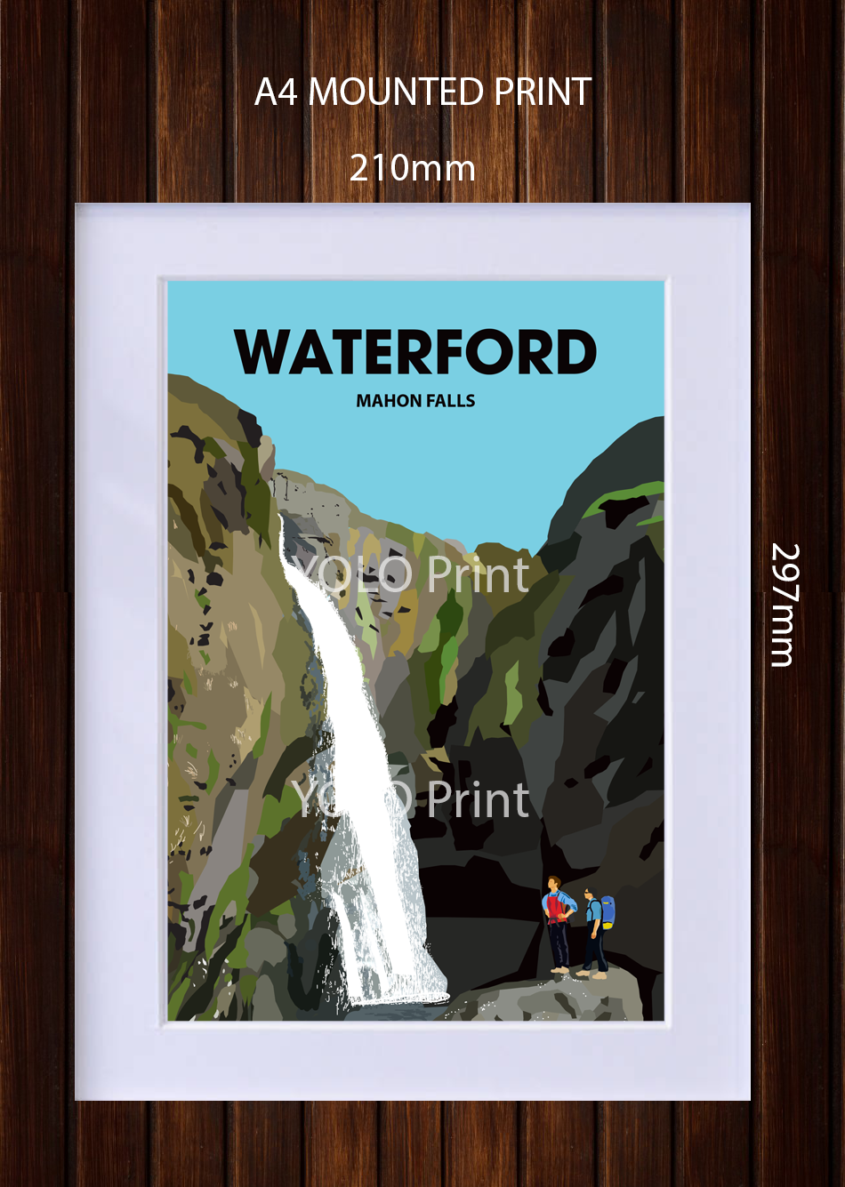 Waterford Postcard or A4 Mounted Print  - Mahon Falls