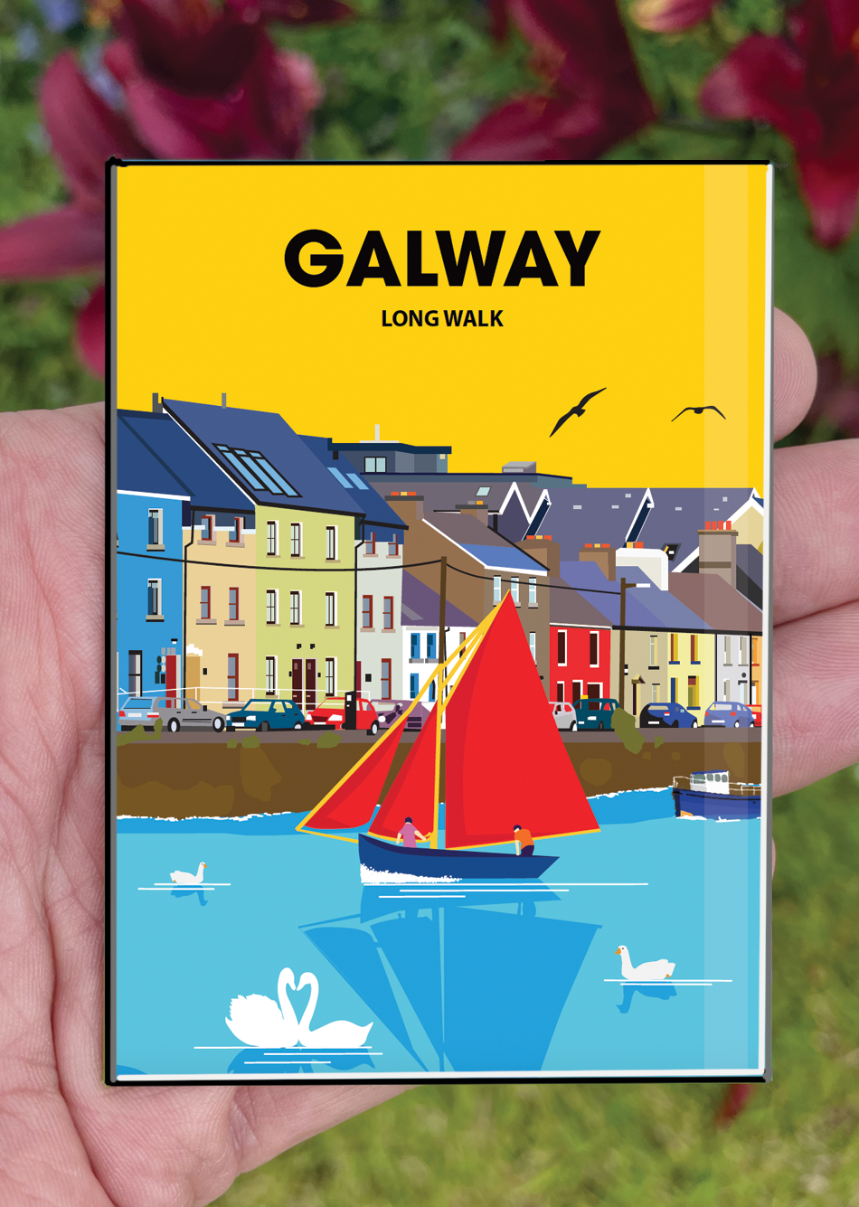 Galway Postcard or A4 Mounted Print or Fridge Magnet - Long Walk