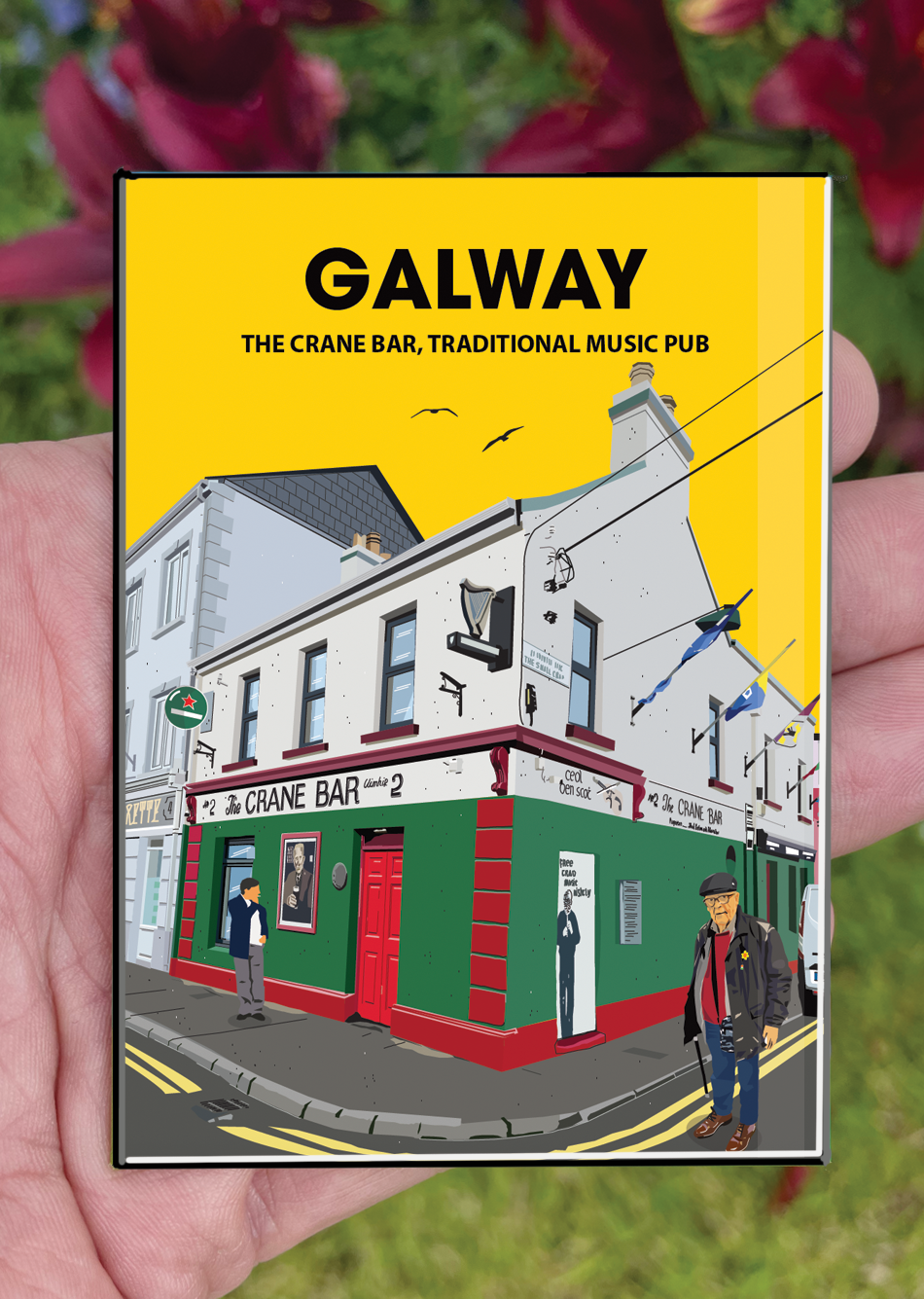 Galway Postcard or A4 Mounted Print or Fridge Magnet- The Crane Bar