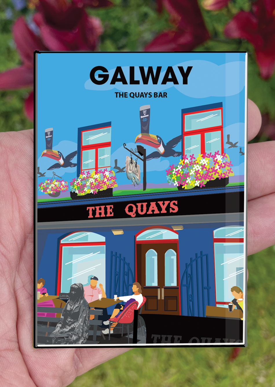 Galway Postcard or A4 Mounted Print or Fridge Magnet - The Quays Bar