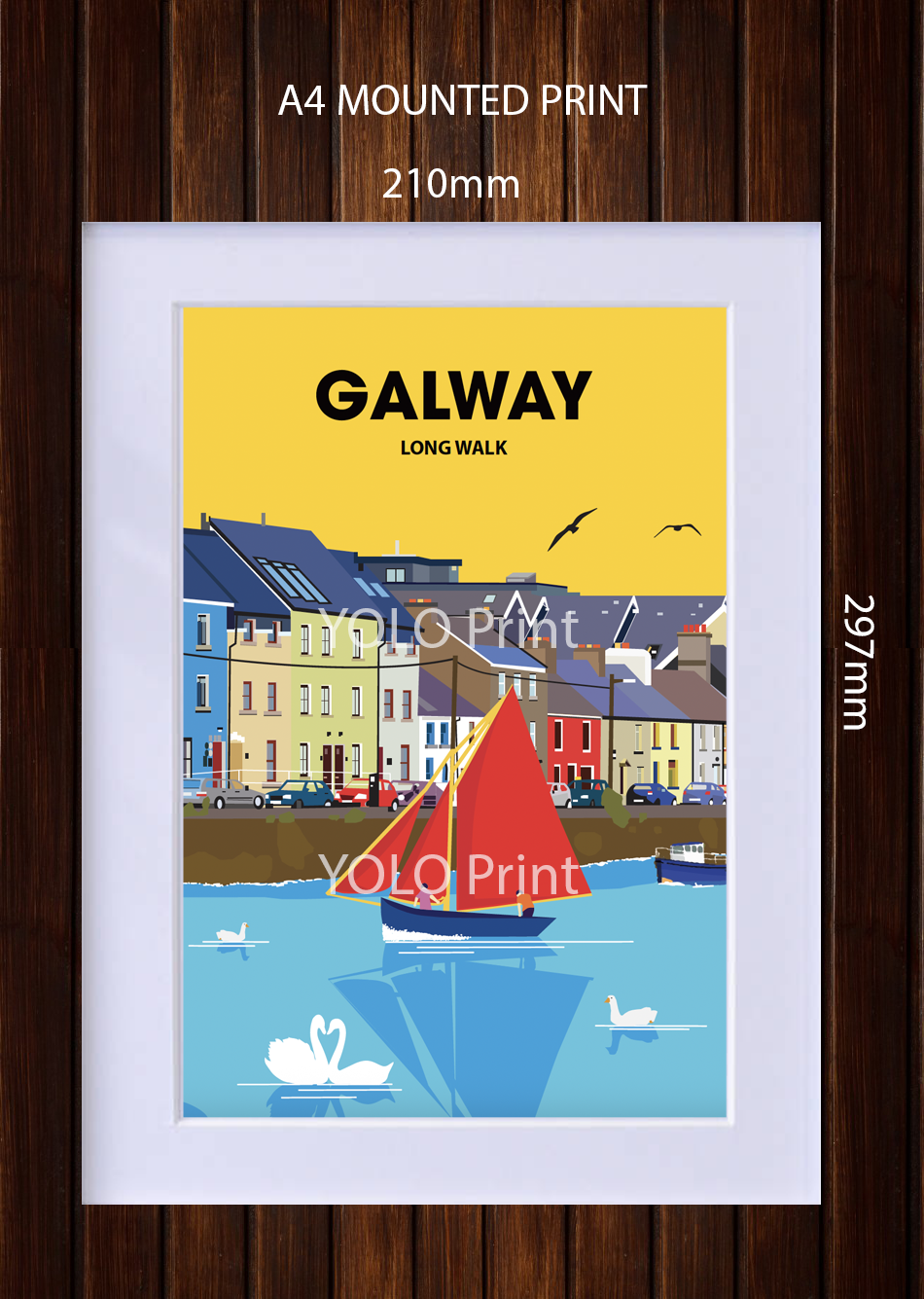 Galway Postcard or A4 Mounted Print or Fridge Magnet - Long Walk