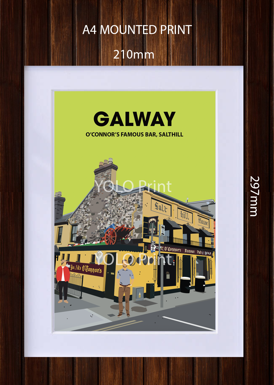 Galway Postcard or A4 Mounted Print or Fridge Magnet - O'Connors Bar, Salthill