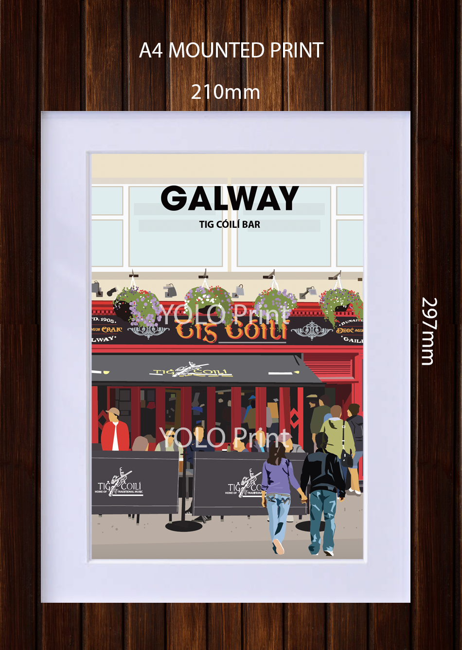 Galway Postcard or A4 Mounted Print or Fridge Magnet - Tig CoiliÍ Bar