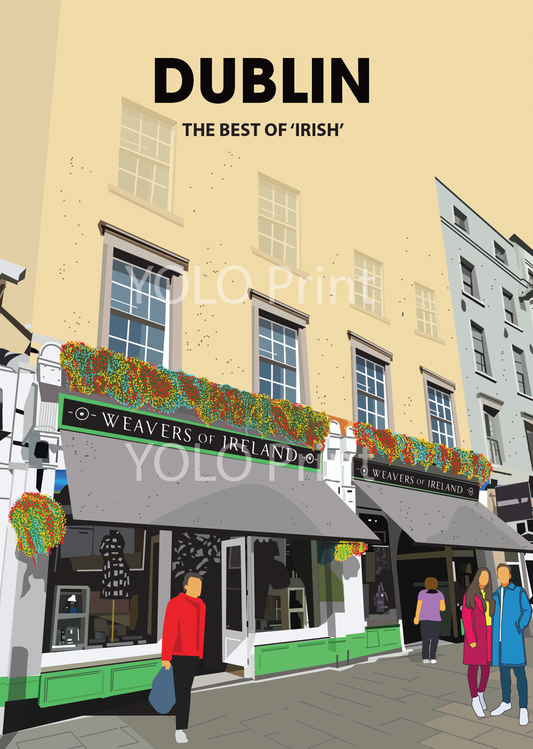 Dublin Postcard or A4 Mounted Print  - Weavers of Ireland