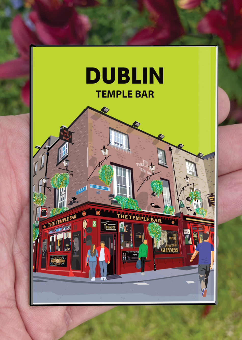 Dublin Postcard or A4 Mounted Print or Fridge Magnet - Temple Bar