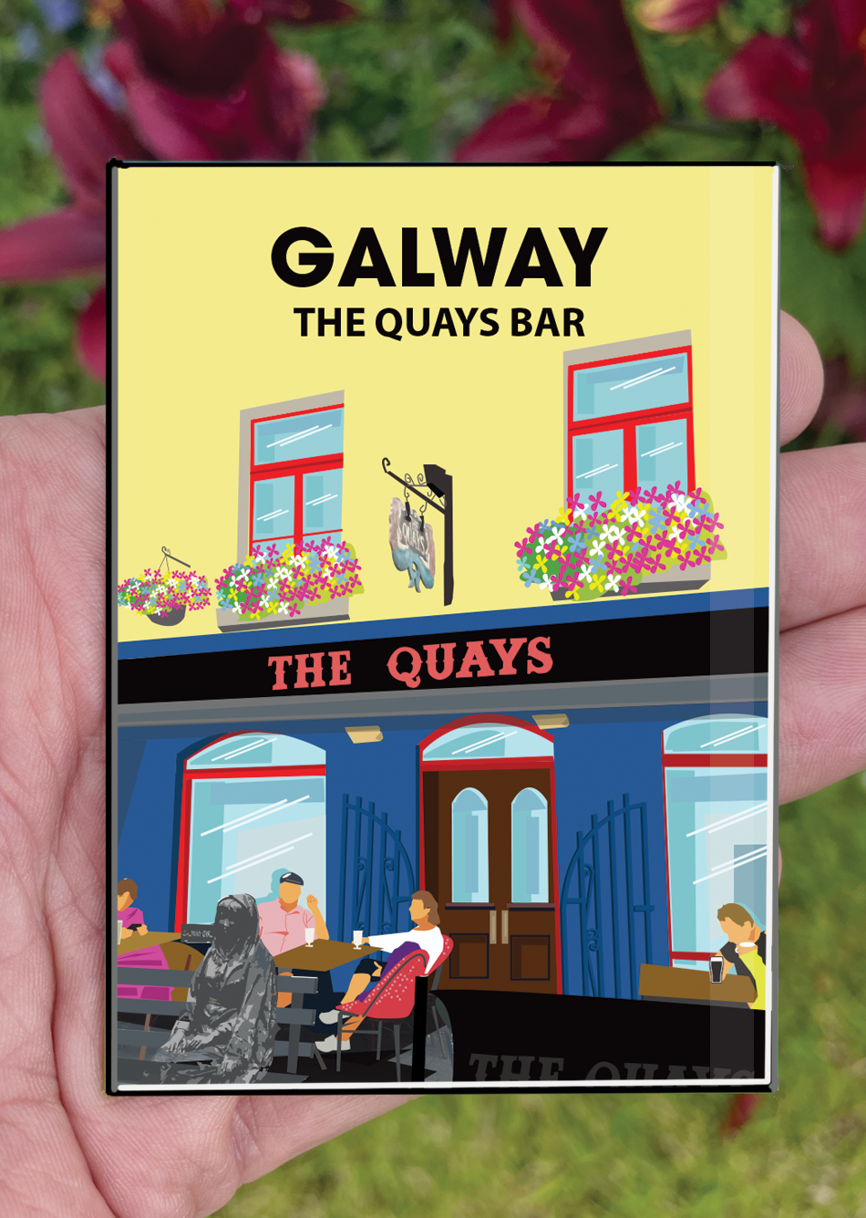 Galway Postcard or A4 Mounted Print or Fridge Magnet - The Quays Bar