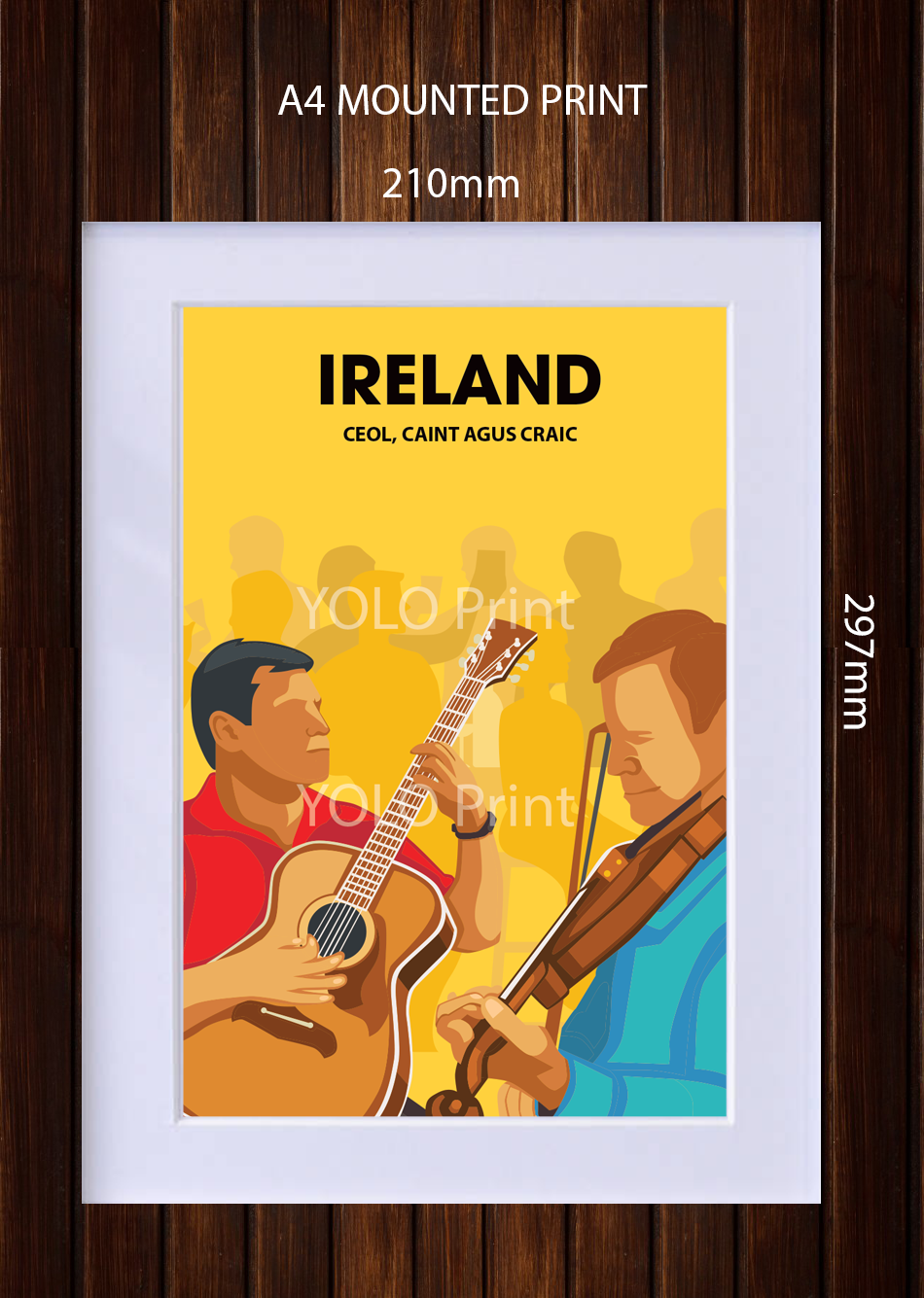 Ireland Postcard or A4 Mounted Print - Ceol, Caint agus Craic