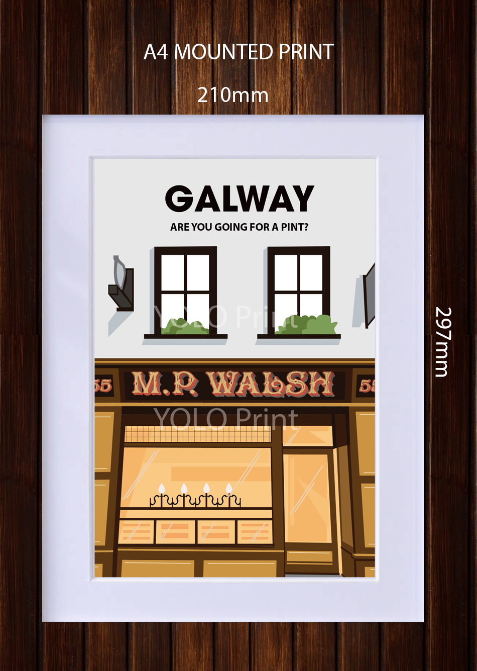 Galway Postcard or A4 Mounted Print - M.P. Walsh Pub