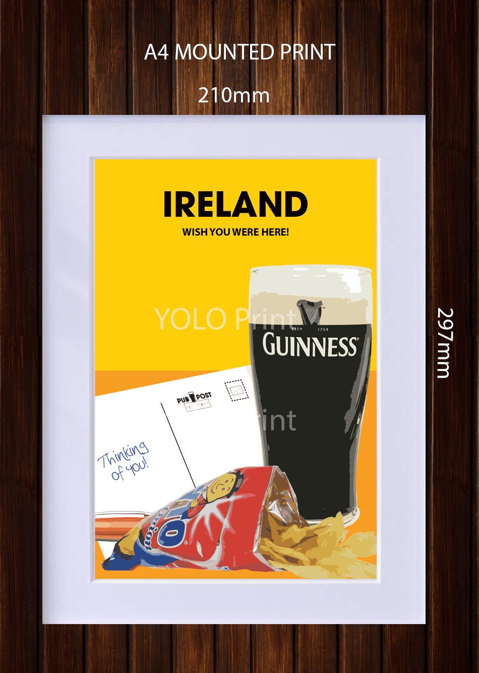 Ireland Postcard or A4 Mounted Print - Wish you were here