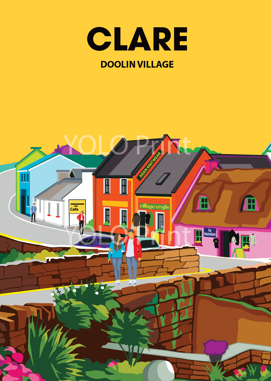 Clare Postcard or A4 Mounted Print or Fridge Magnet - Doolin, Co.Clare