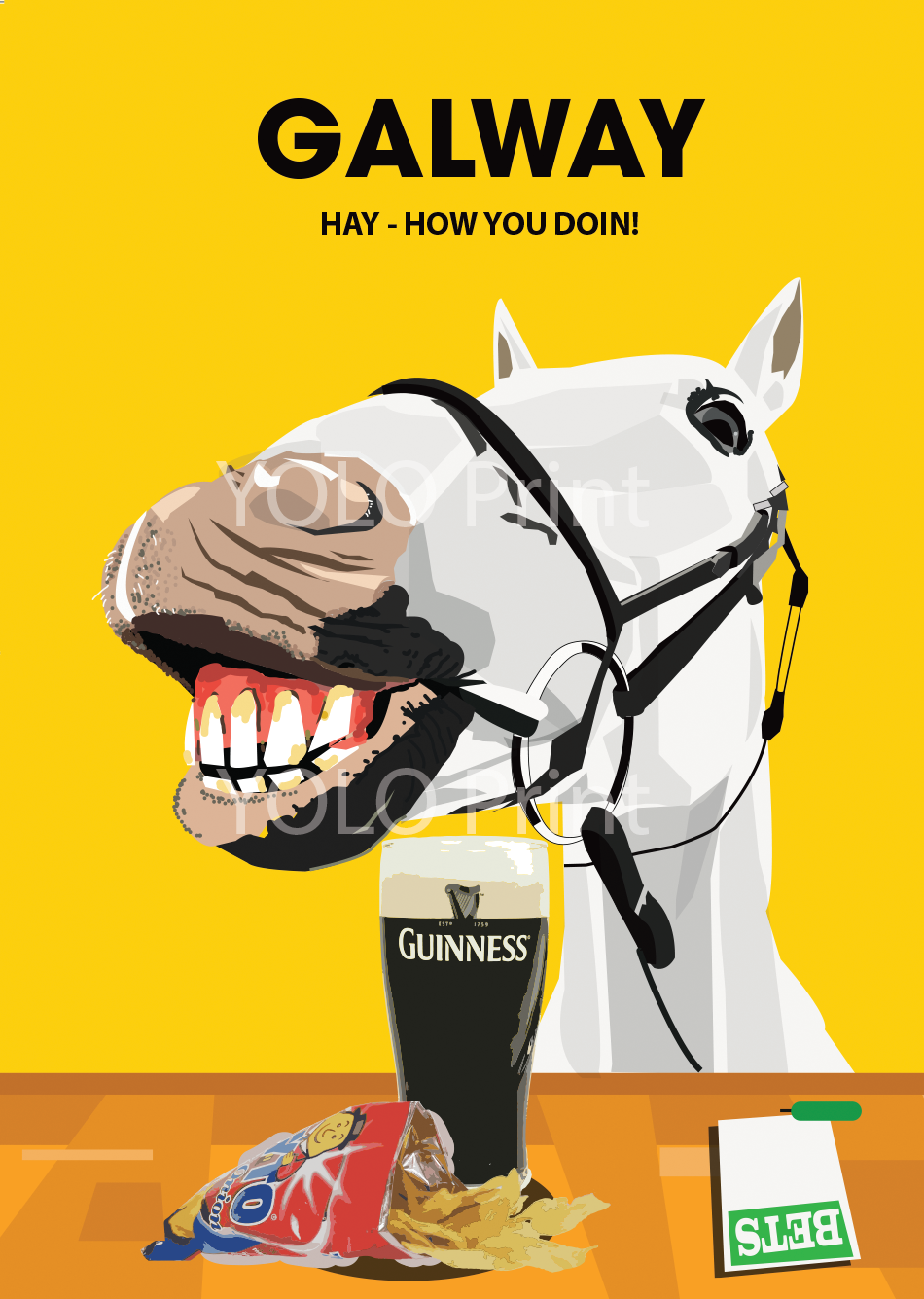 Galway Postcard or A4 Mounted Print or Fridge Magnet - Galway Races