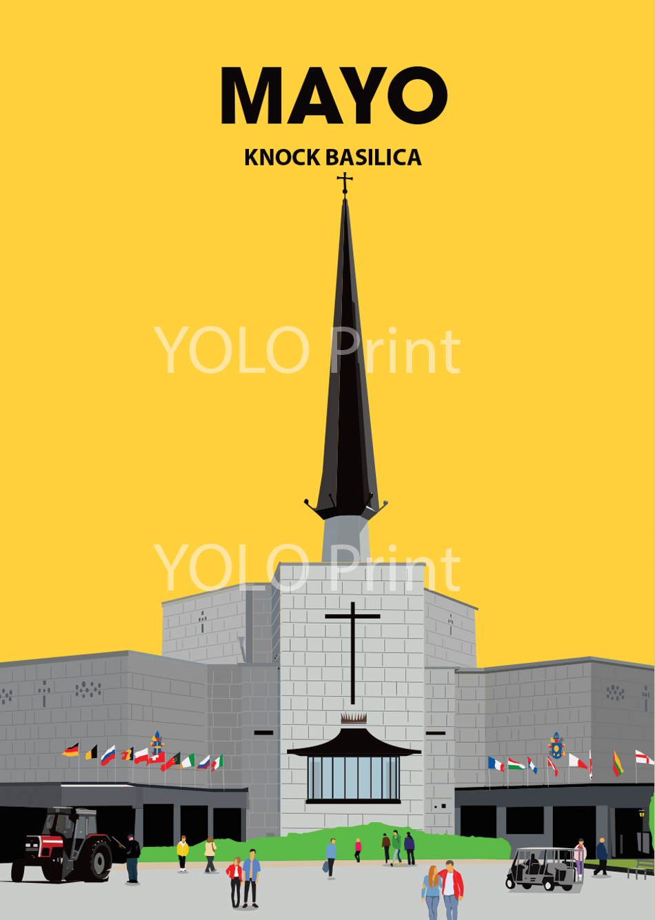 Mayo Postcard or A4 Mounted Print - Knock Basilica
