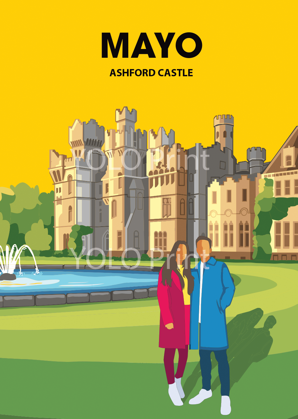 Mayo Postcard or A4 Mounted Print - Ashford Castle