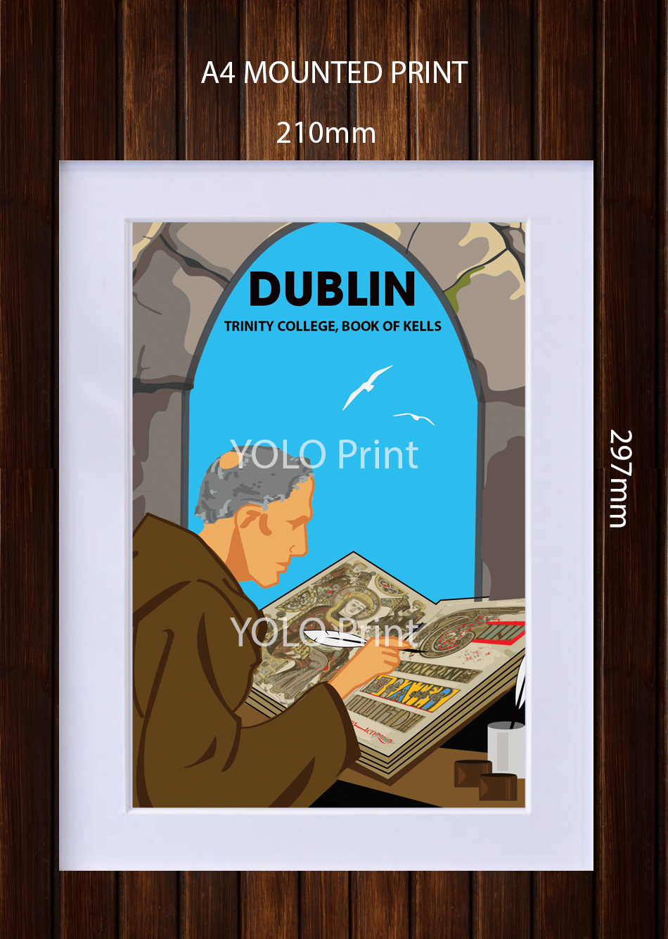 Dublin Postcard or A4 Mounted Print or Fridge Magnet - Book of Kells