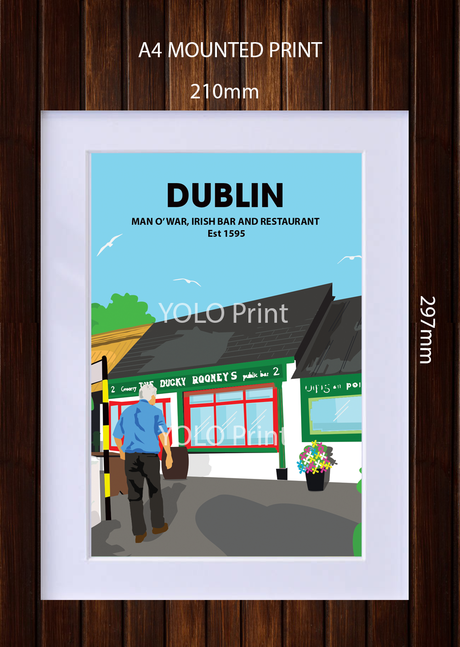 Dublin Postcard or A4 Mounted Print - Man O'War Pub 1