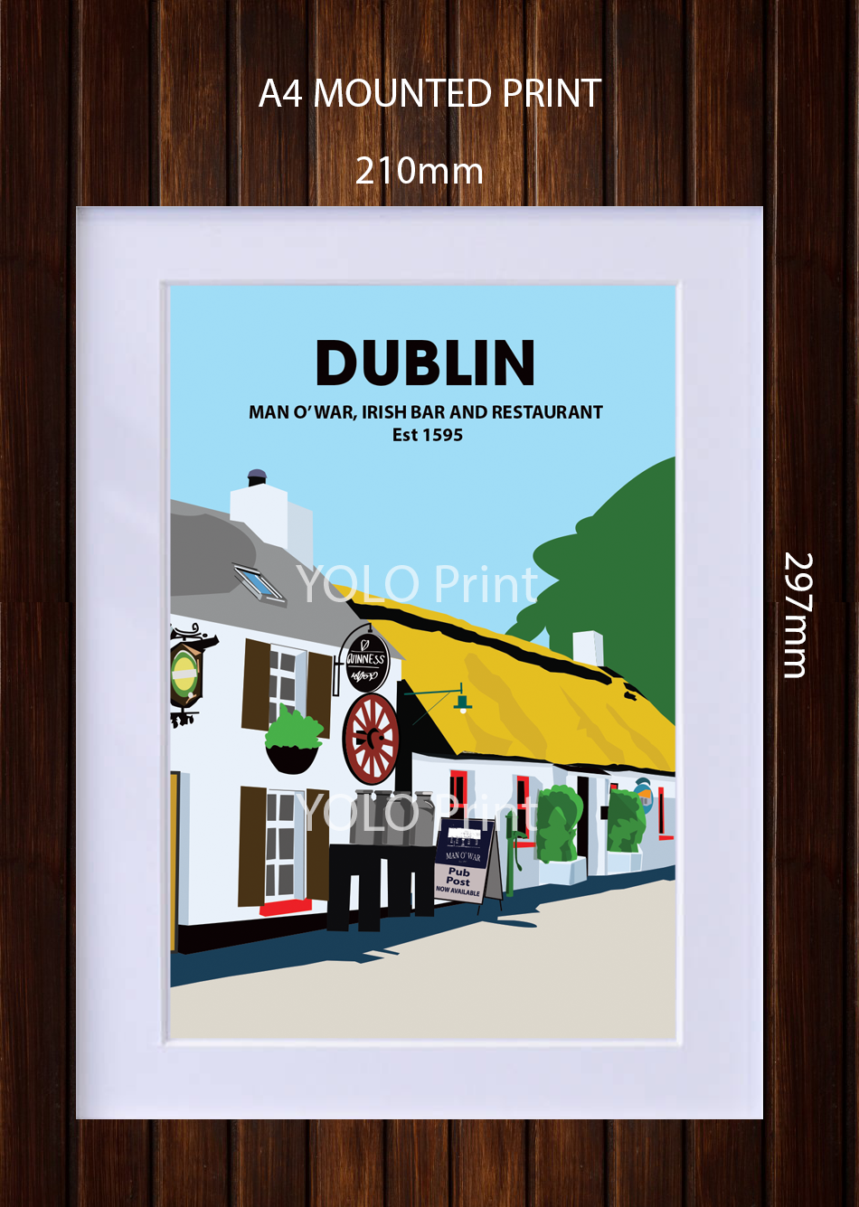 Dublin Postcard or A4 Mounted Print - Man O'War Pub 2