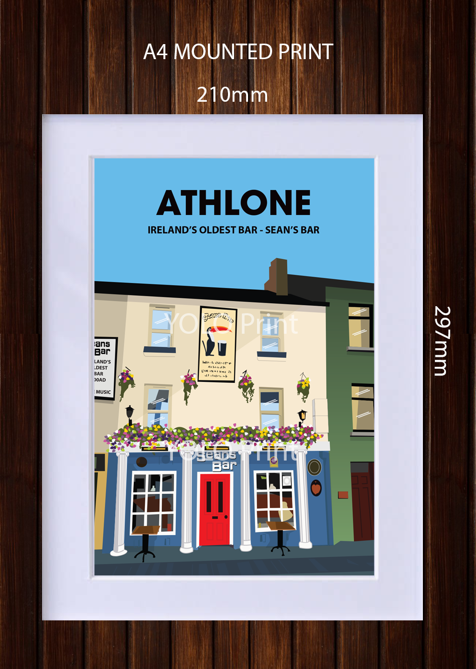 Athlone Postcard or A4 Mounted Print - Seans Bar