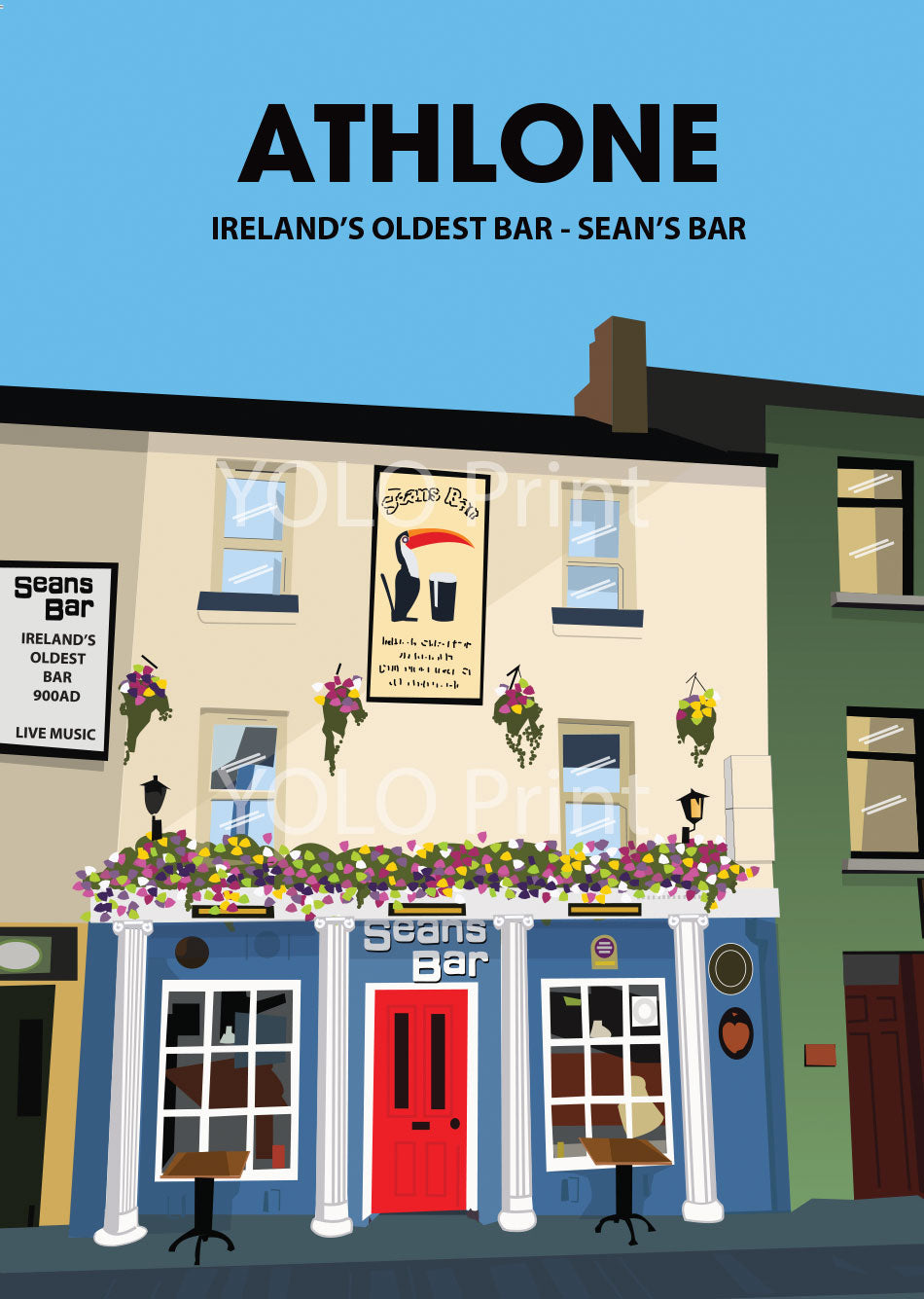 Athlone Postcard or A4 Mounted Print - Seans Bar