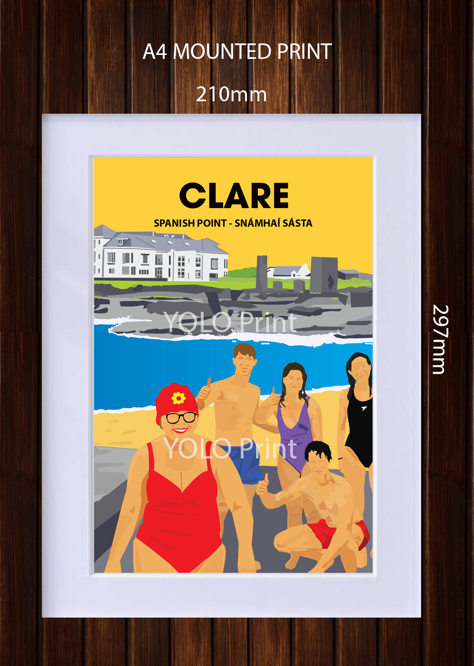 Clare Postcard or A4 Mounted Print - Snamhai Sasta, Spanish Point