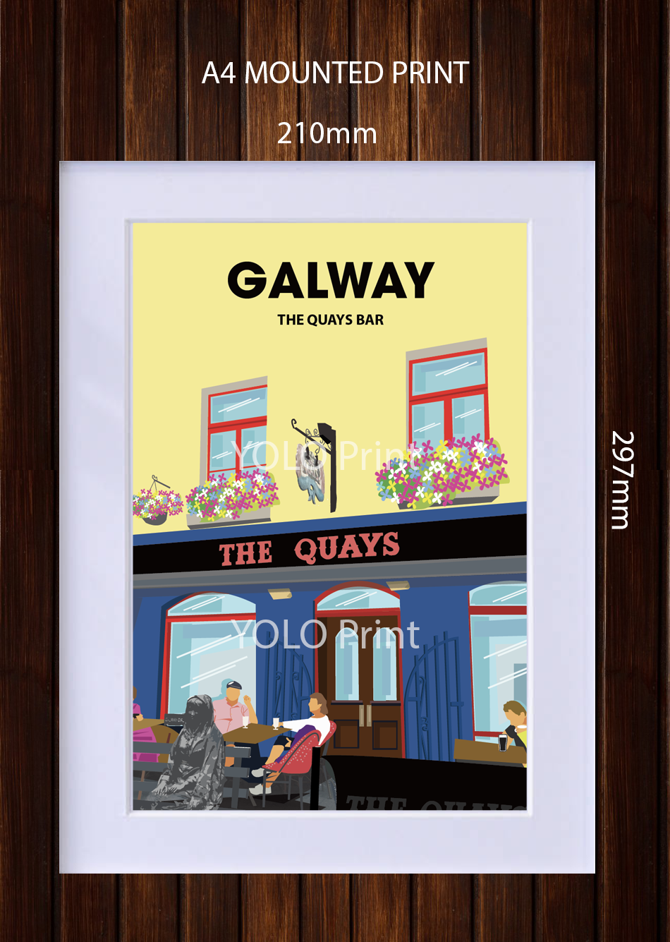 Galway Postcard or A4 Mounted Print or Fridge Magnet - The Quays Bar
