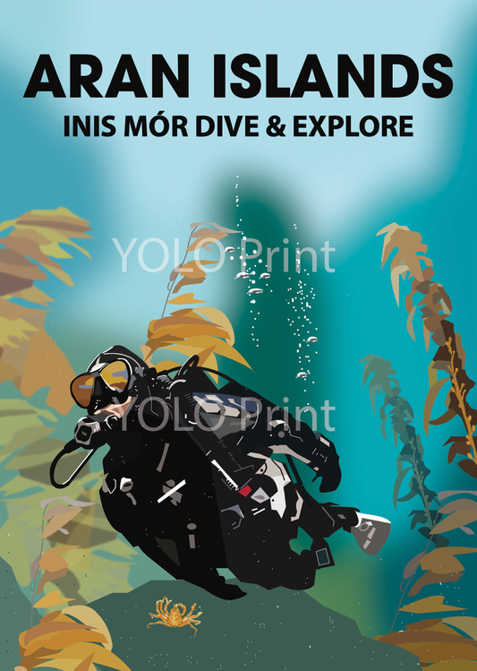 Aran Islands Postcard or A4 Mounted Print or Fridge Magnet - Dive and Explore