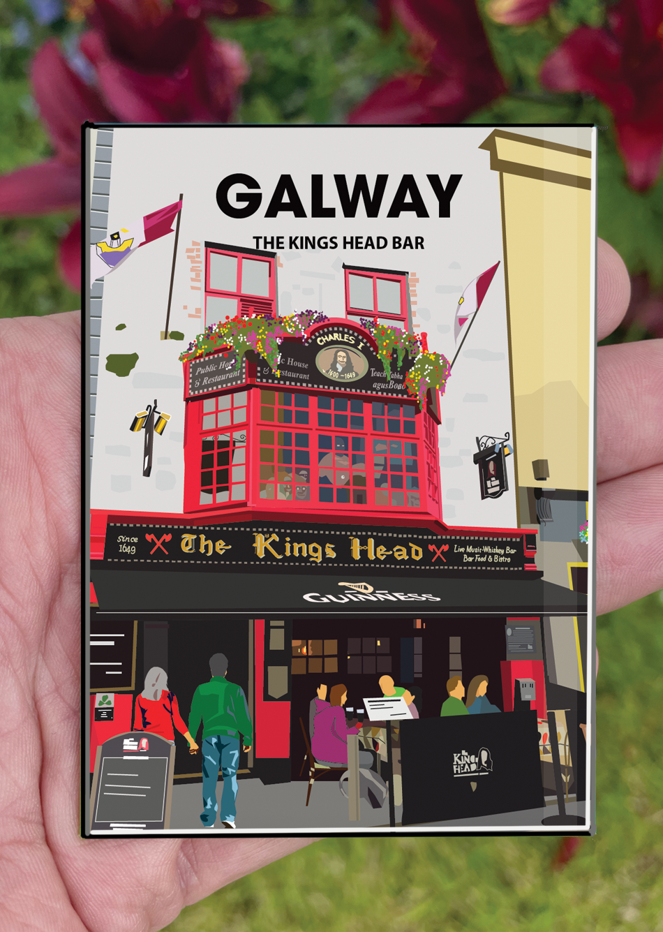 Galway Postcard or A4 Mounted Print or Fridge Magnet - Kings Head Bar
