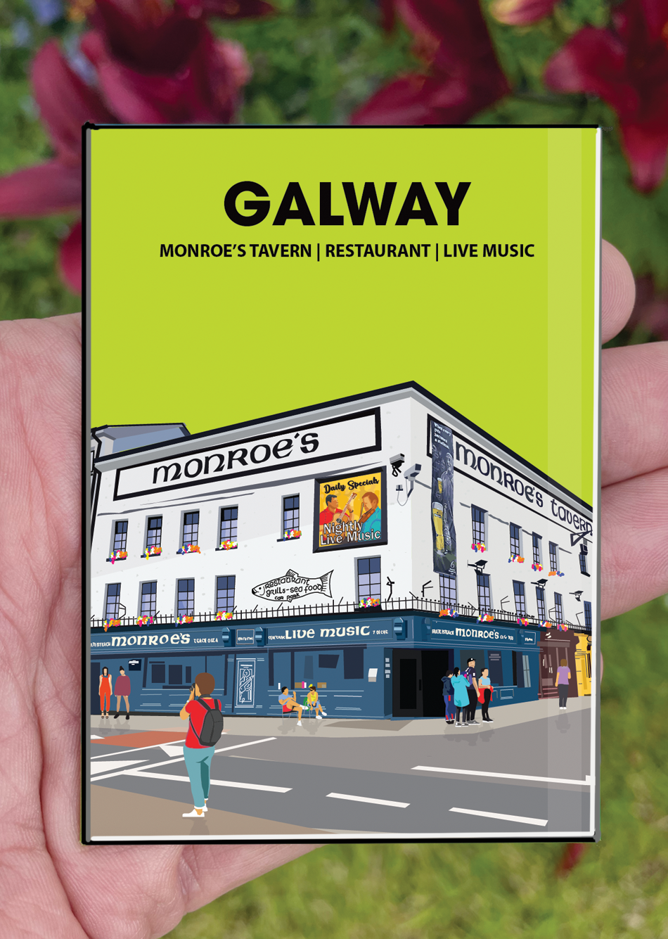 Galway Postcard or A4 Mounted Print or Fridge Magnet  - Monroes Tavern