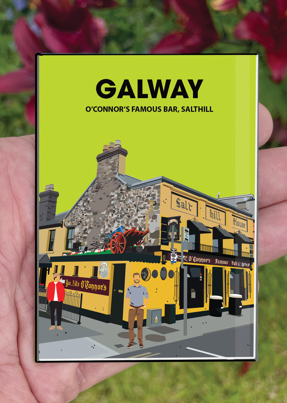 Galway Postcard or A4 Mounted Print or Fridge Magnet - O'Connors Bar, Salthill