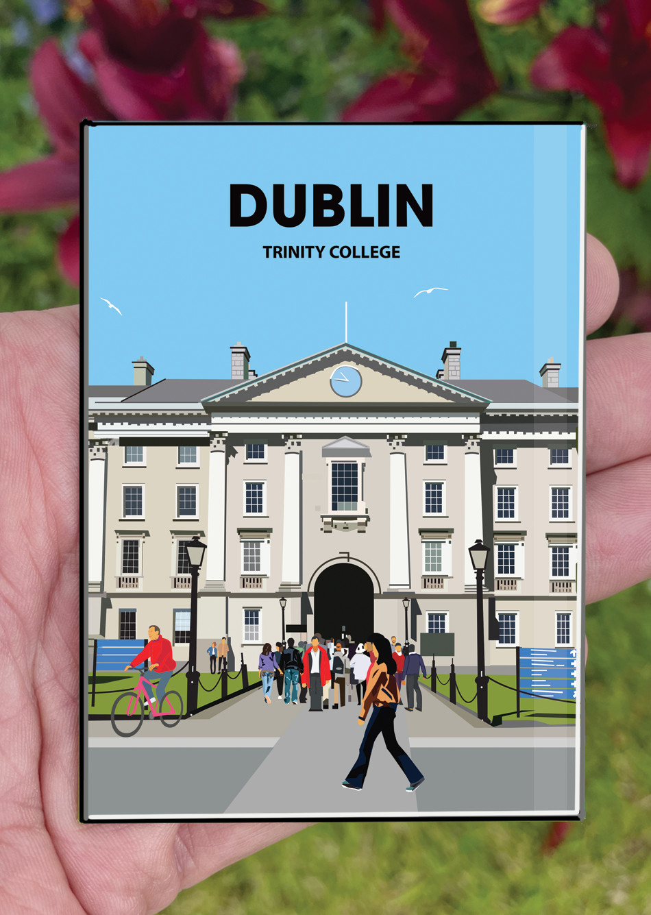 Dublin Postcard or A4 Mounted Print or Fridge Magnet - Trinity College Front