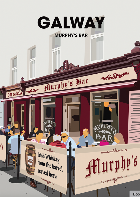 Galway Postcard or A4 Mounted Print or Fridge Magnet - Murphy's Bar