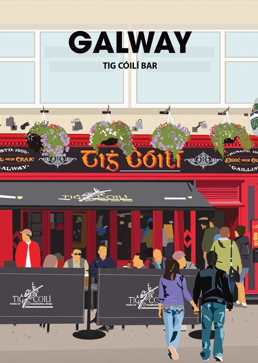 Galway Postcard or A4 Mounted Print or Fridge Magnet - Tig CoiliÍ Bar