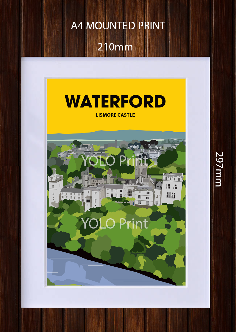 Waterford Postcard or A4 Mounted Print  - Lismore Castle