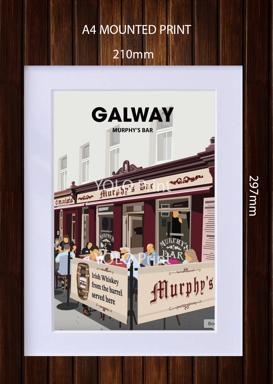 Galway Postcard or A4 Mounted Print or Fridge Magnet - Murphy's Bar