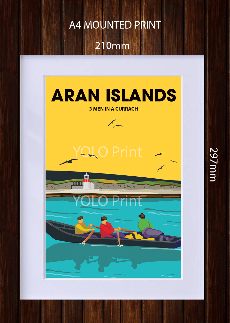 Galway Postcard or A4 Mounted Print or Fridge Magnet - Aran Islands - Currach