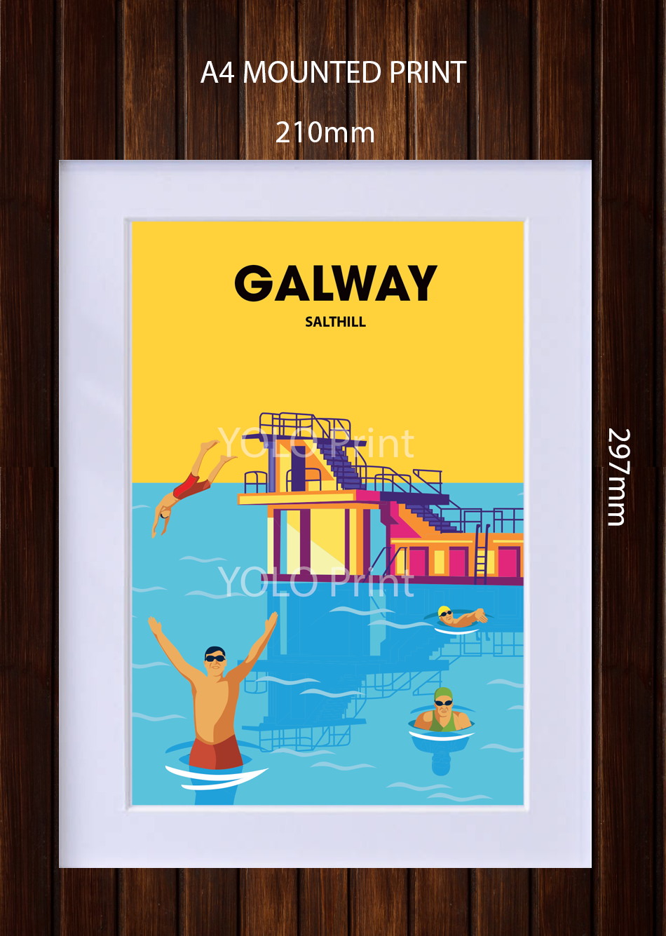 Galway Postcard or A4 Mounted Print or Fridge Magnet - Salthill Diving Board