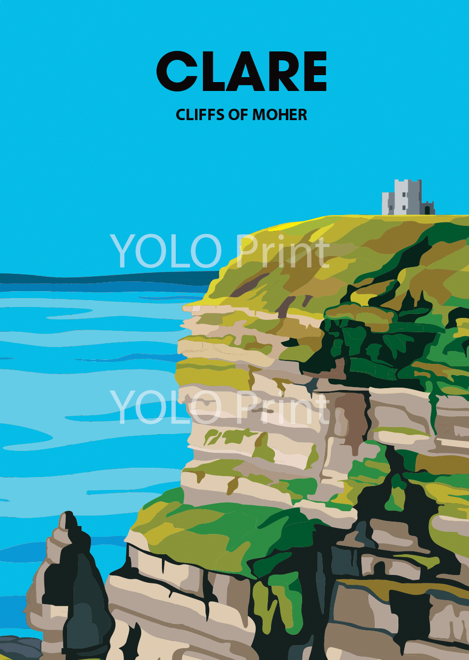 Clare Postcard or A4 Mounted Print or Fridge Magnet - Cliffs of Moher