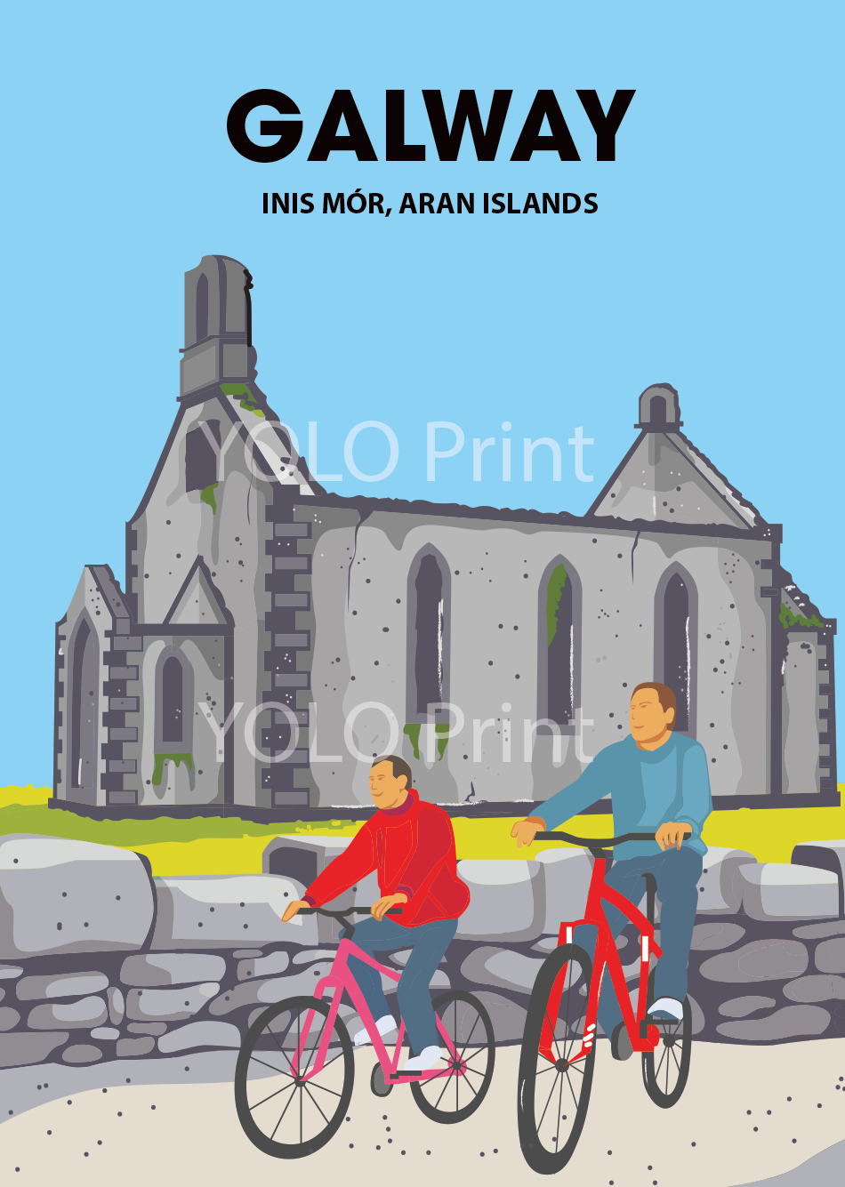 Galway Postcard or A4 Mounted Print or Fridge Magnet - Aran Islands