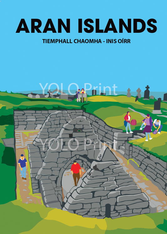 Aran Islands Postcard or A4 Mounted Print  - Inis Oirr Church