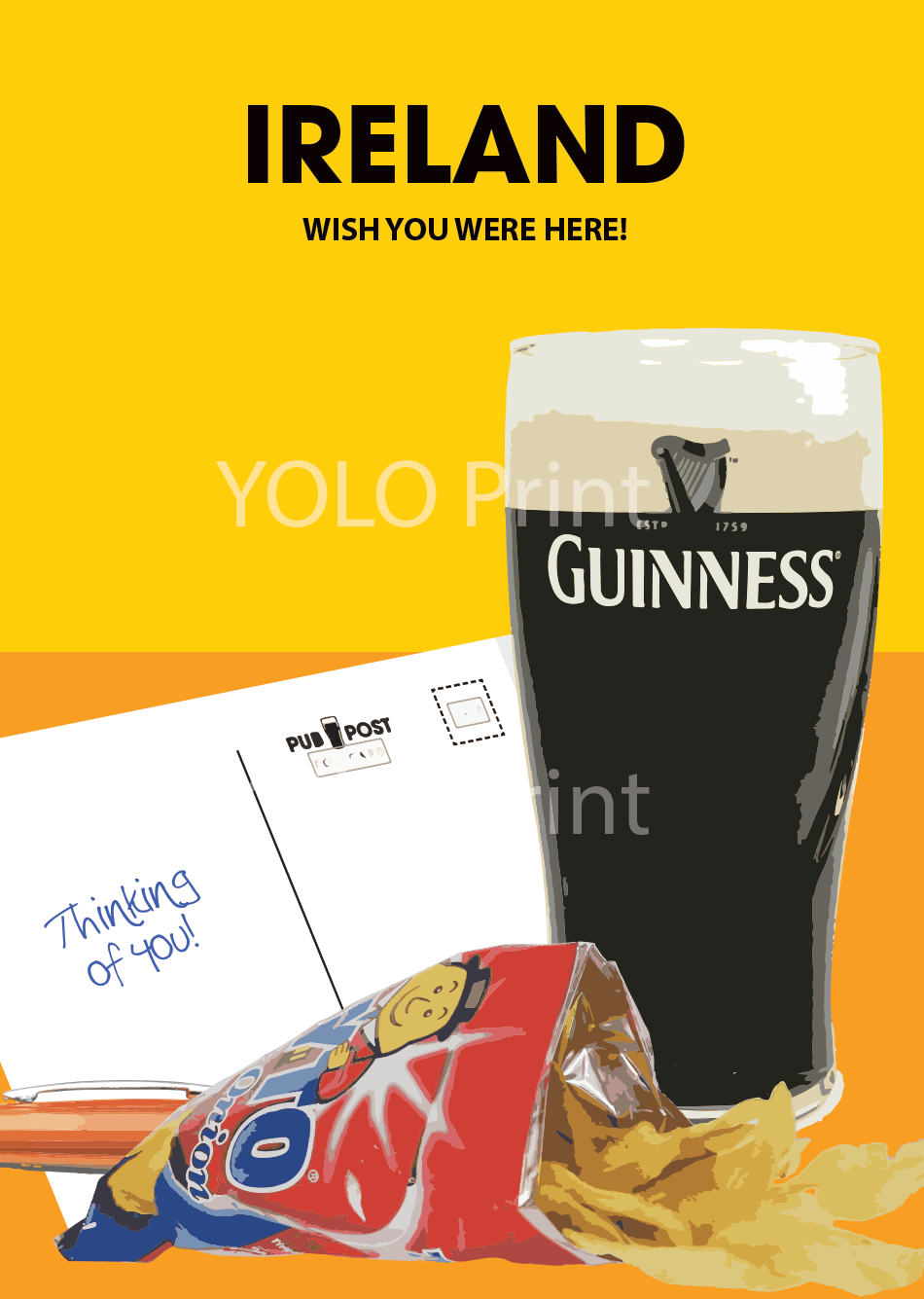 Ireland Postcard or A4 Mounted Print - Wish you were here