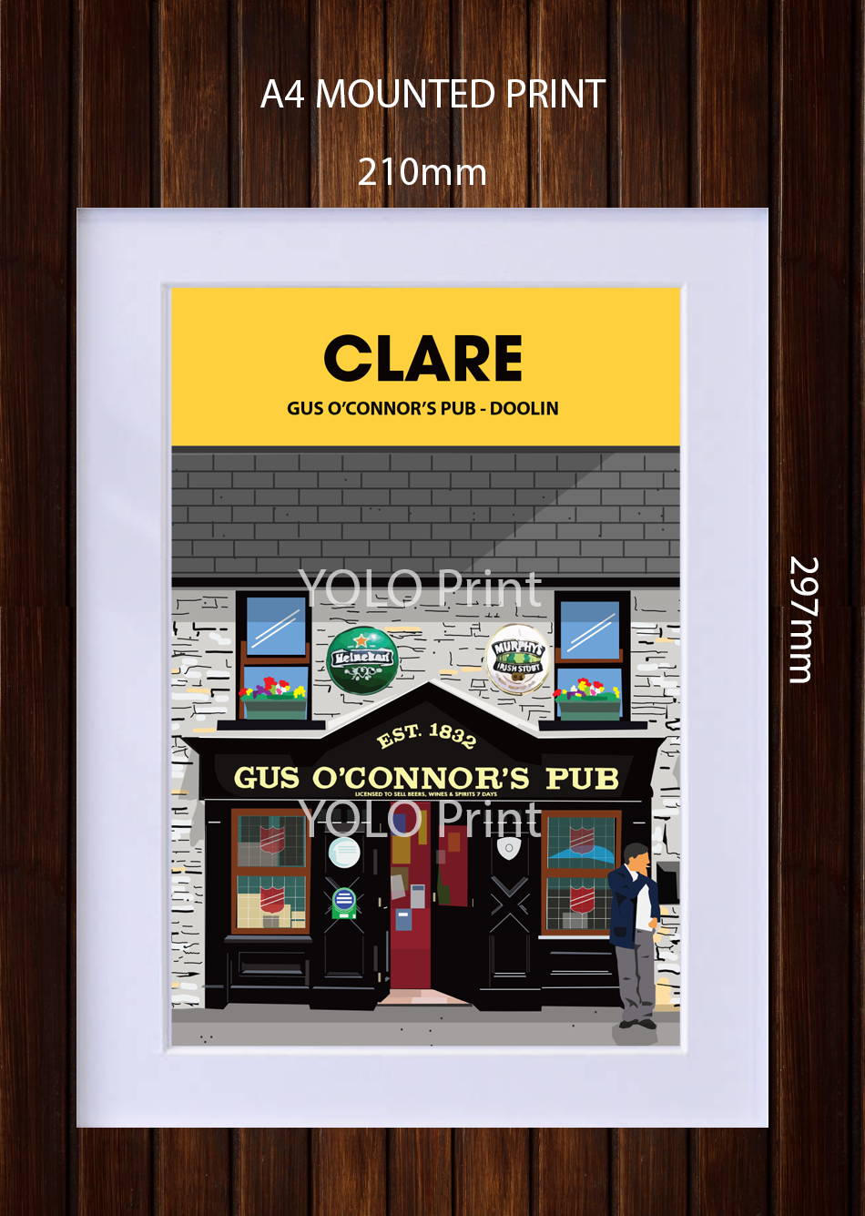 Clare Postcard or A4 Mounted Print or Fridge Magnet  - Gus O'Connors Pub