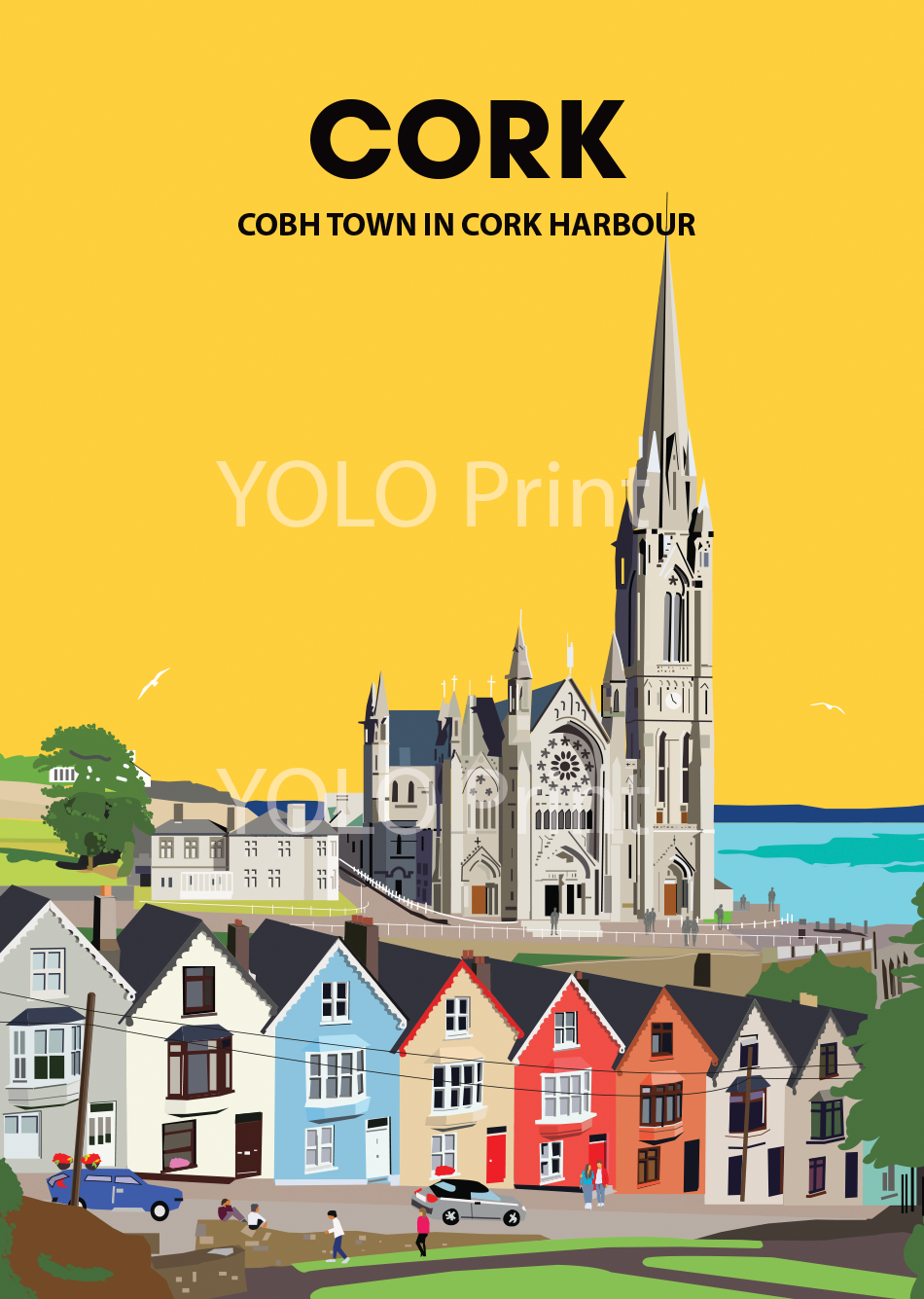 Cork Postcard or A4 Mounted Print  - Cobh